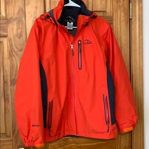 LL Bean Gor-Tex Orange and Gray Light Rain Jacket